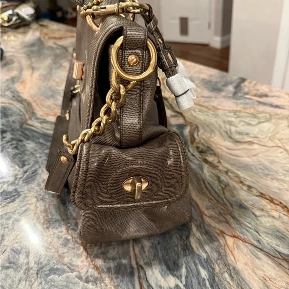 Coach Sydney Special Edition Turnlock Satchel Shoulder Bag Embossed Lizard